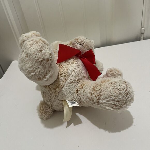 Dan Dee Tan Cream Teddy Bear Red Satin Bow Plush 12" Stuffed Animal 2019 - Picture 6 of 9